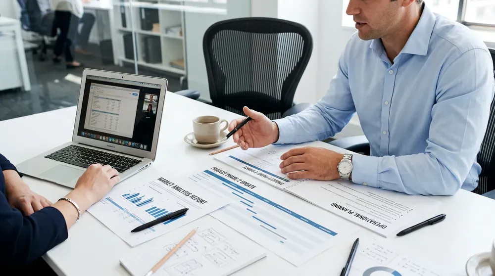Experts Diligenz en s&eacute;ance de due diligence PME avec documents financiers